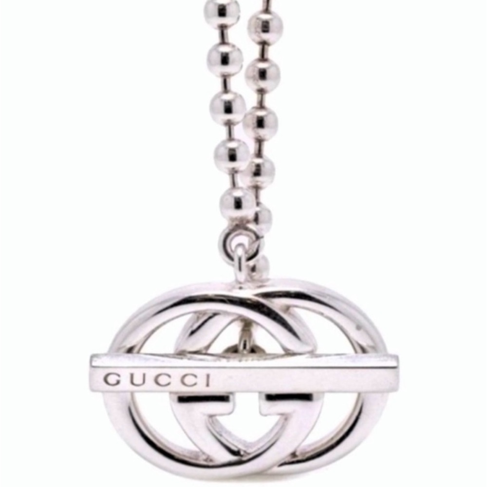 Gucci Silver Beaded Necklace with Iconic Logo - Picture 3 of 5